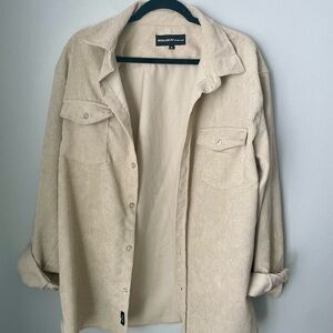 Molokai Surf Co | Men’s Courdury Beige Ribbed Long Sleeve  Button Up Shirt